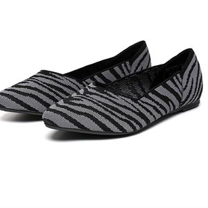 Breifola gray and black zebra striped slip on flats size 11 beautiful!